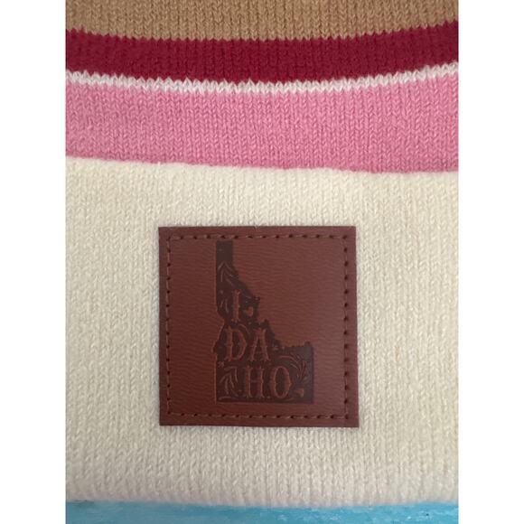 Home Free Beanie Idaho Pink Striped Winter Hat - Picture 3 of 3